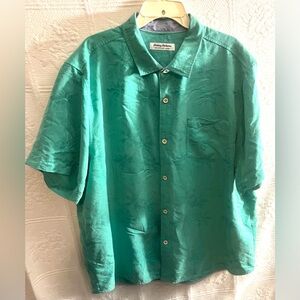Tommy Bahama Silk Shirt Size XXL Mint Green The Coconut Point